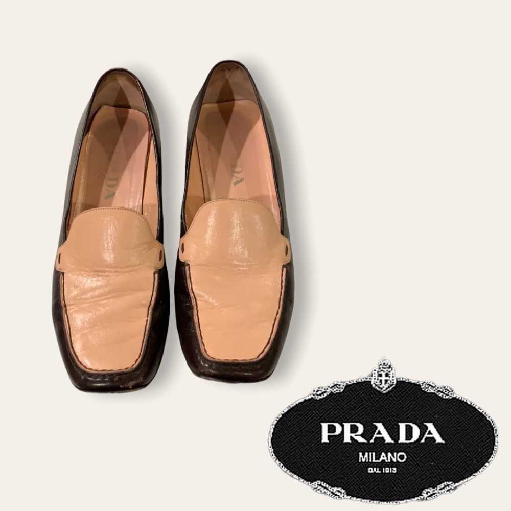 Prada Vintage Brown/Pink Leather Loafers